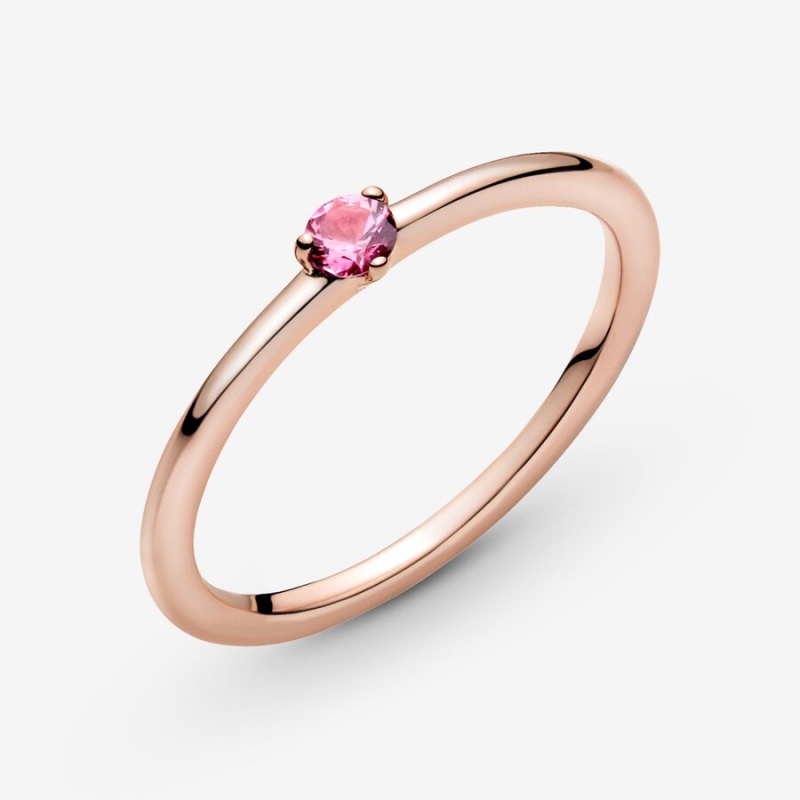 Pandora Pink Solitaire Halo & Solitaire Rings Rose Gold Plated | 874-XMRICN