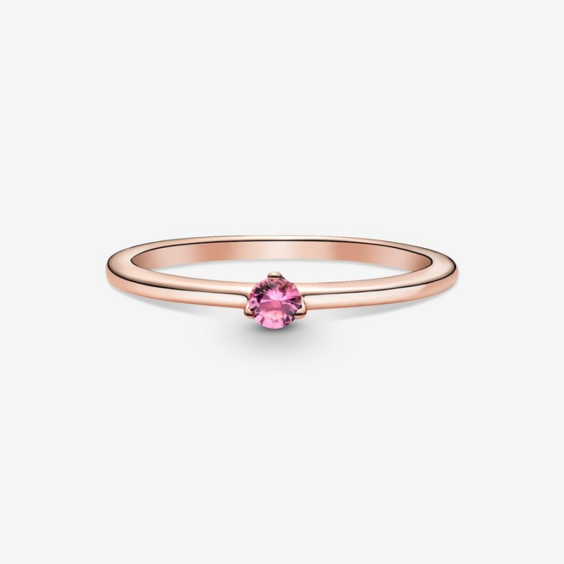 Pandora Pink Solitaire Halo & Solitaire Rings Rose Gold Plated | 874-XMRICN