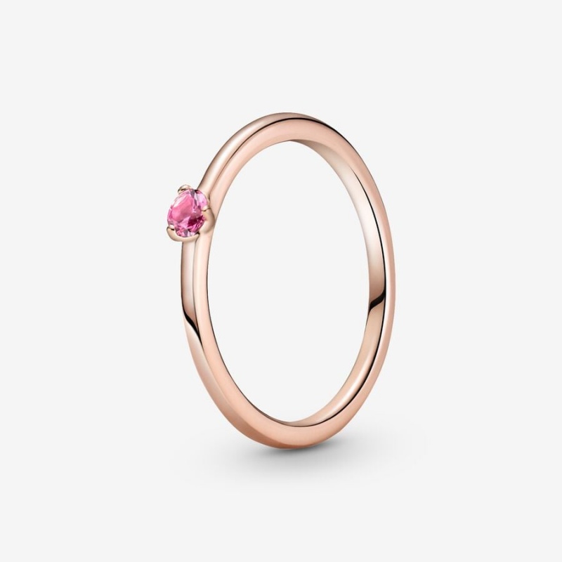 Pandora Pink Solitaire Halo & Solitaire Rings Rose Gold Plated | 874-XMRICN