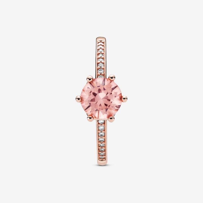 Pandora Pink Sparkling Crown Solitaire Halo & Solitaire Rings Rose Gold Plated | 352-TWNBFU