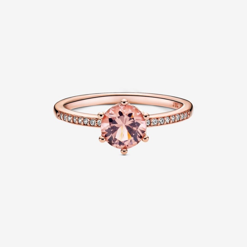 Pandora Pink Sparkling Crown Solitaire Halo & Solitaire Rings Rose Gold Plated | 352-TWNBFU