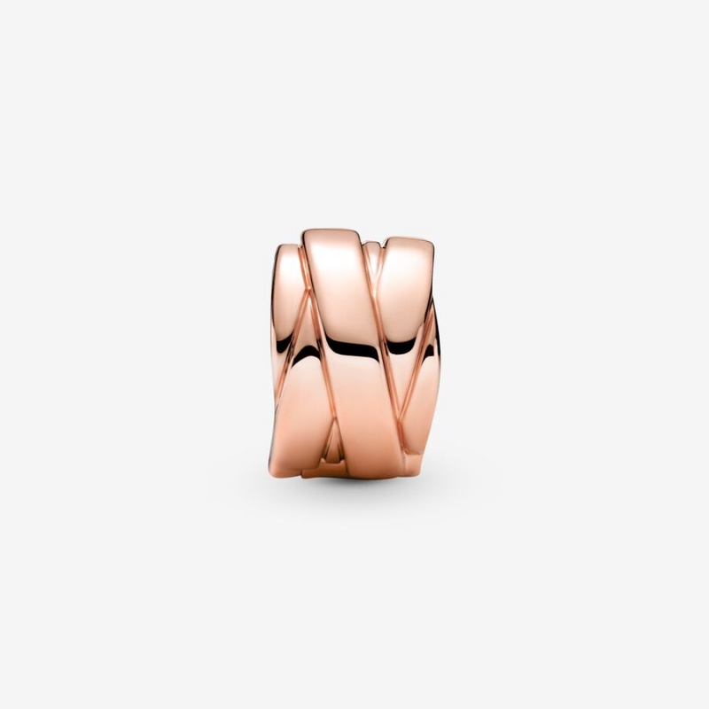 Pandora Polished Ribbons Clip Clips Rose Gold Plated | 492-SNULZX