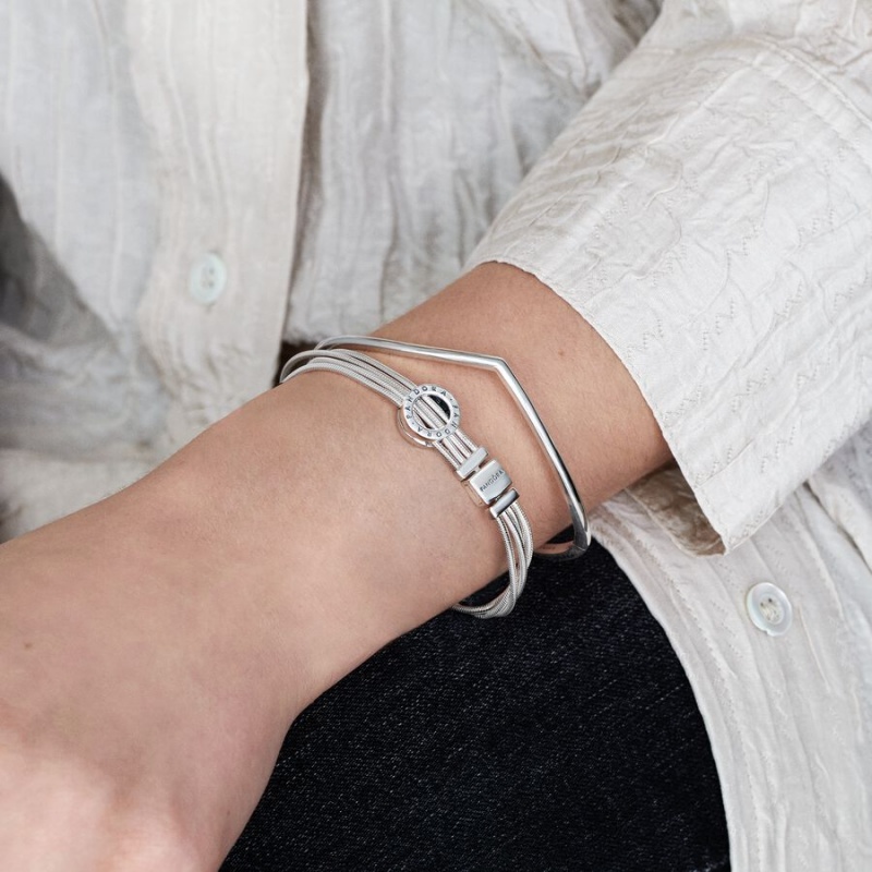 Pandora Polished Wishbone Bangle Bangles Sterling Silver | 387-ICKRXL