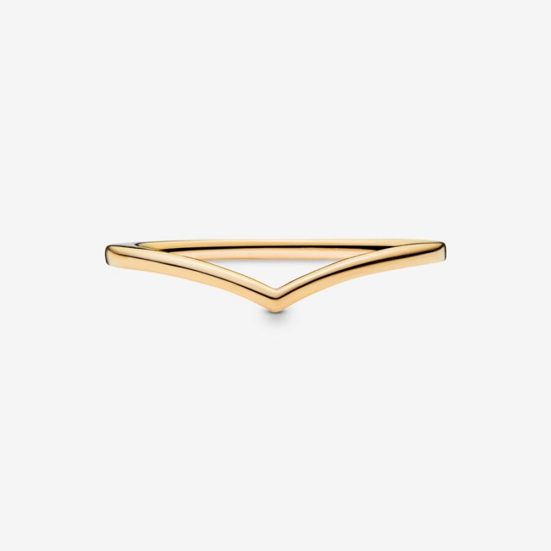 Pandora Polished Wishbone Stackable Rings Gold Plated | 219-EQJCRW