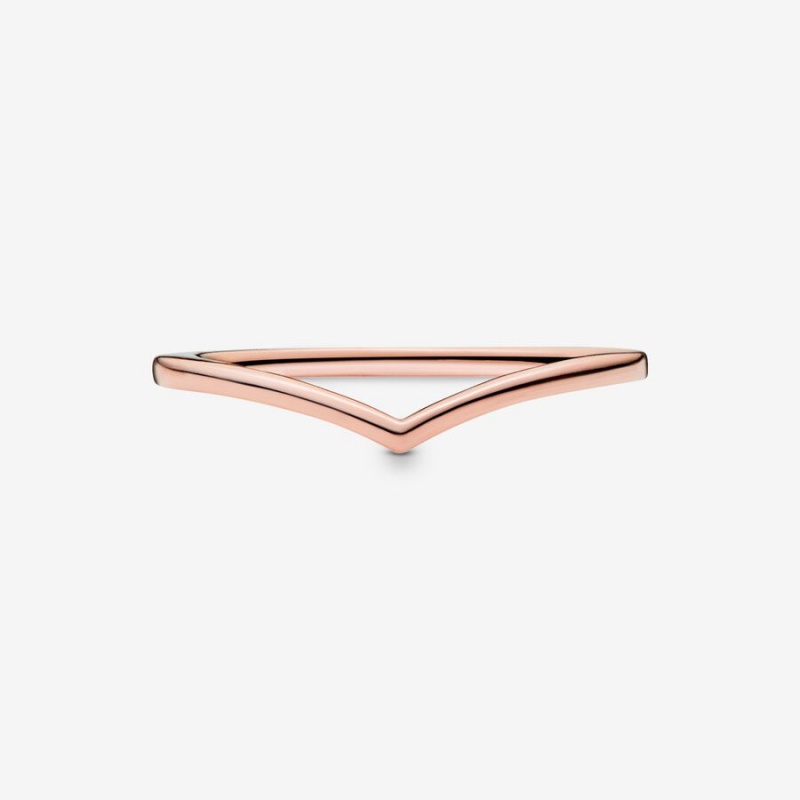 Pandora Polished Wishbone Stackable Rings Rose Gold Plated | 716-BYZMAG