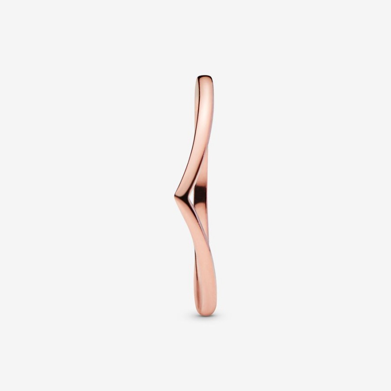 Pandora Polished Wishbone Stackable Rings Rose Gold Plated | 716-BYZMAG