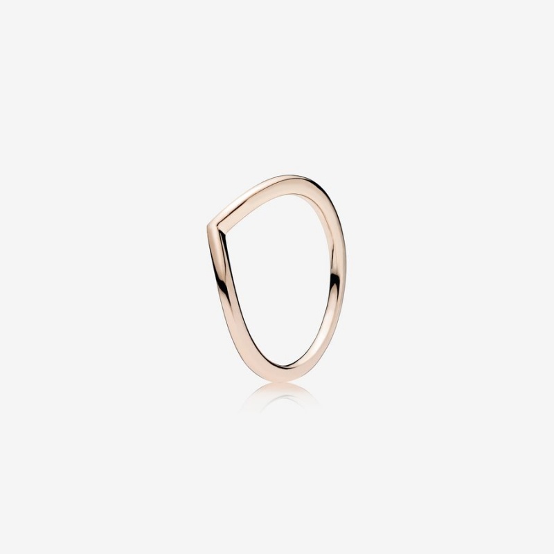 Pandora Polished Wishbone Stackable Rings Rose Gold Plated | 716-BYZMAG