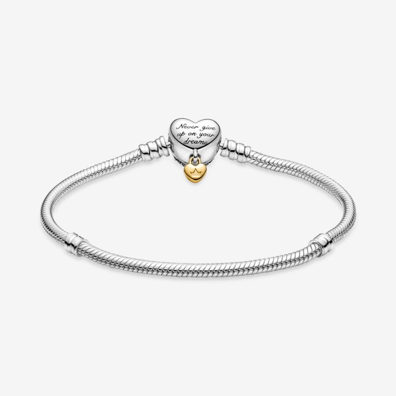 Pandora Princess Moments Heart Snake Charm Bracelets Two-tone | 305-SFOAPI