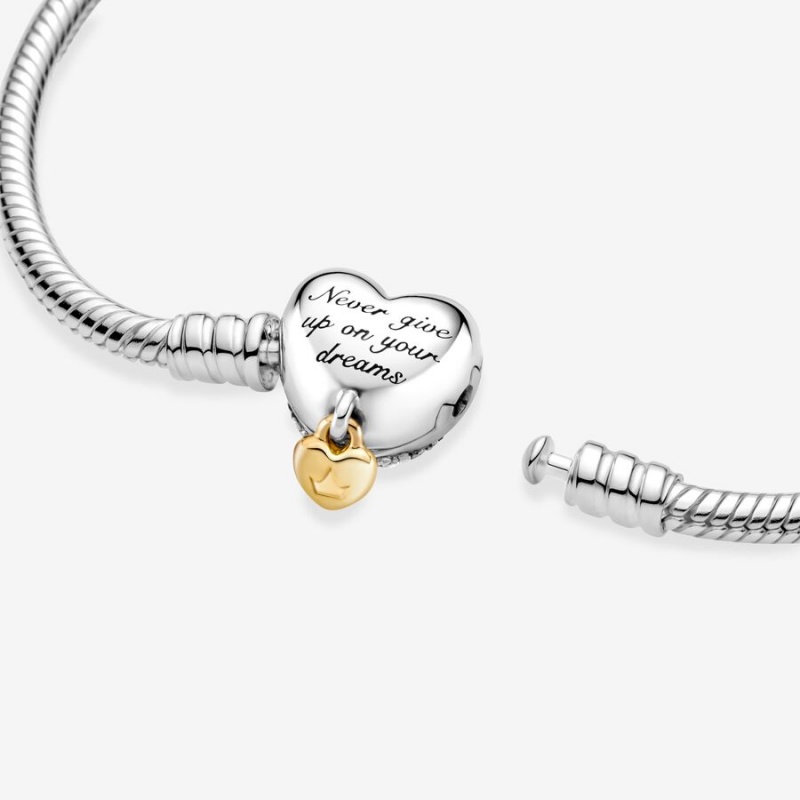 Pandora Princess Moments Heart Snake Charm Bracelets Two-tone | 305-SFOAPI