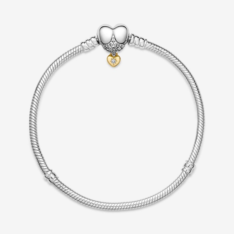 Pandora Princess Moments Heart Snake Charm Bracelets Two-tone | 305-SFOAPI