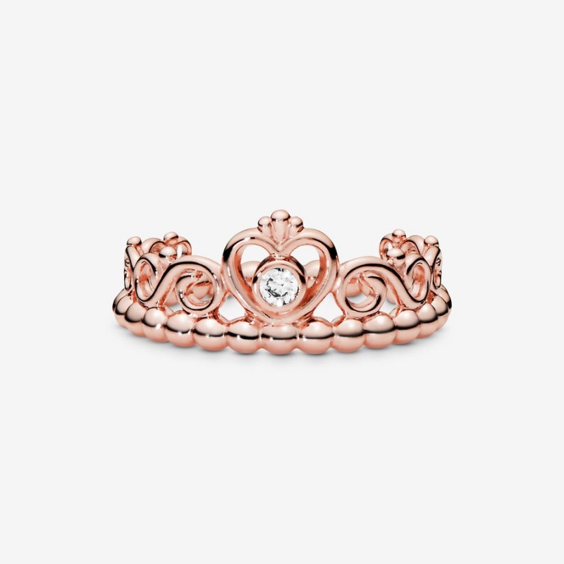 Pandora Princess Tiara Crown Heart & Promise Rings Rose Gold Plated | 647-PDMOVK