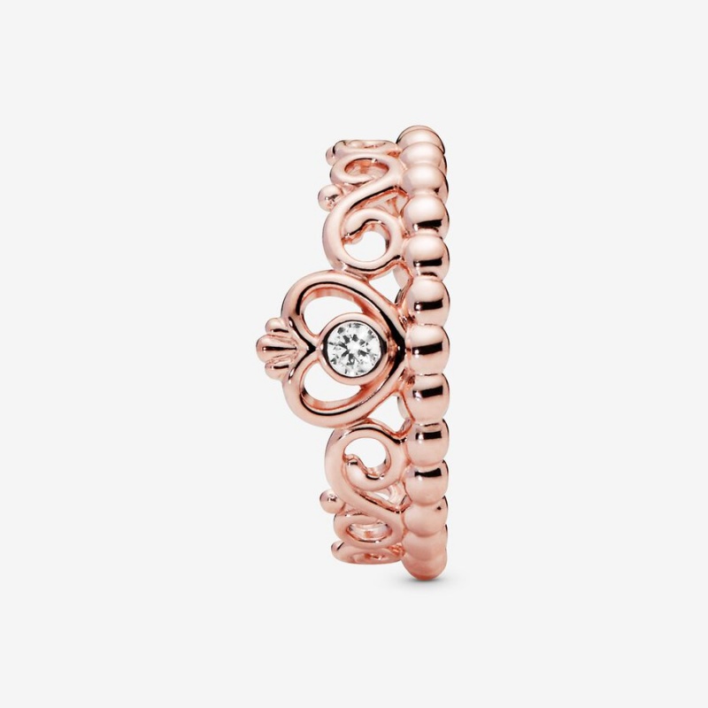 Pandora Princess Tiara Crown Heart & Promise Rings Rose Gold Plated | 647-PDMOVK