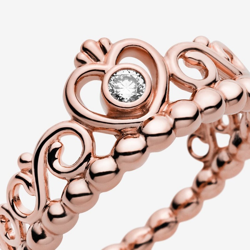 Pandora Princess Tiara Crown Heart & Promise Rings Rose Gold Plated | 647-PDMOVK