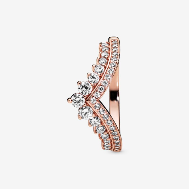 Pandora Princess Wishbone Pinky Rings Rose Gold Plated | 389-ZDFPRT