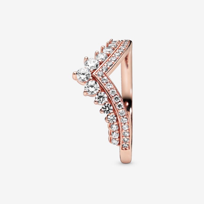 Pandora Princess Wishbone Pinky Rings Rose Gold Plated | 389-ZDFPRT