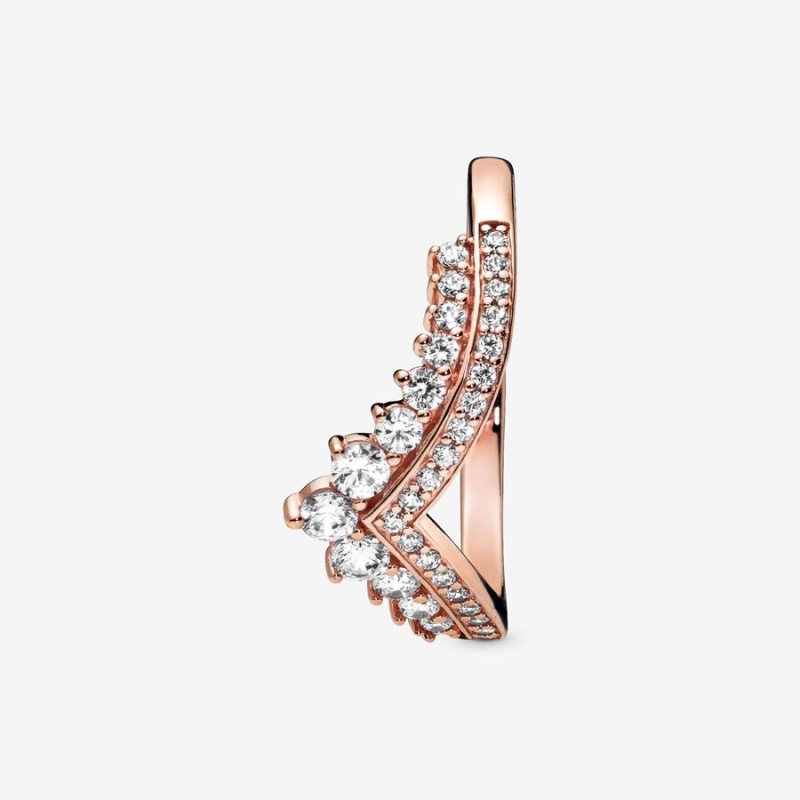 Pandora Princess Wishbone Pinky Rings Rose Gold Plated | 389-ZDFPRT