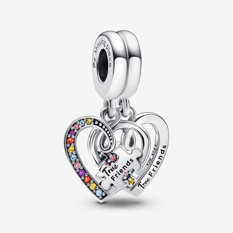 Pandora Puzzle Piece Hearts Splittable Friendship Dangle Dangle Charms Sterling Silver | 423-MVCWPK