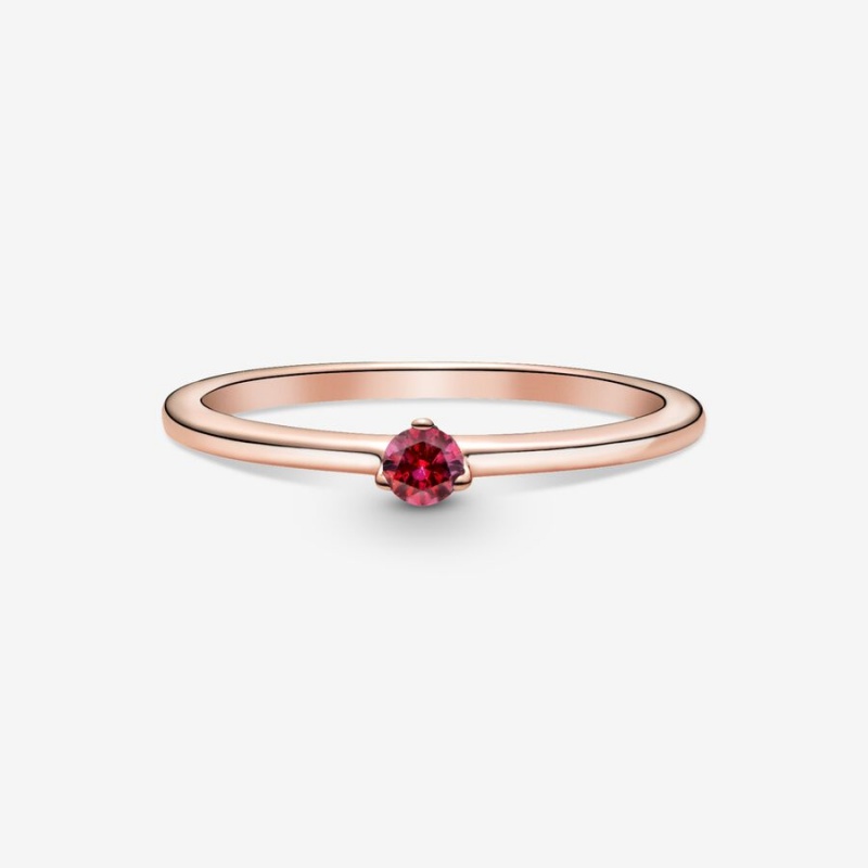 Pandora Red Solitaire Halo & Solitaire Rings Rose Gold Plated | 870-WLMKUZ