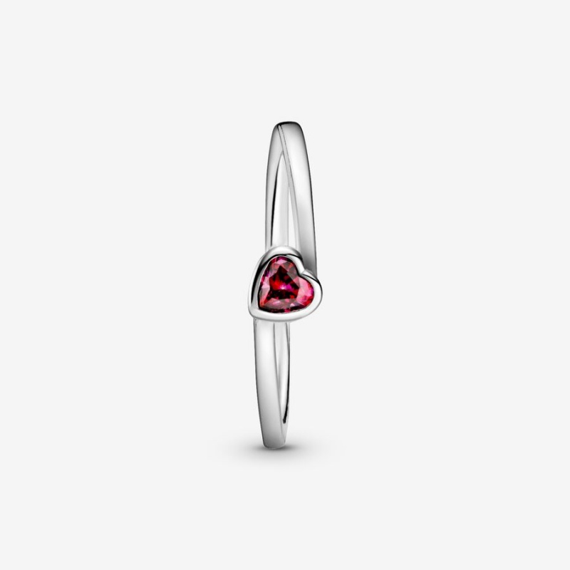 Pandora Red Tilted Solitaire Heart & Promise Rings Sterling Silver | 493-FAWDLK