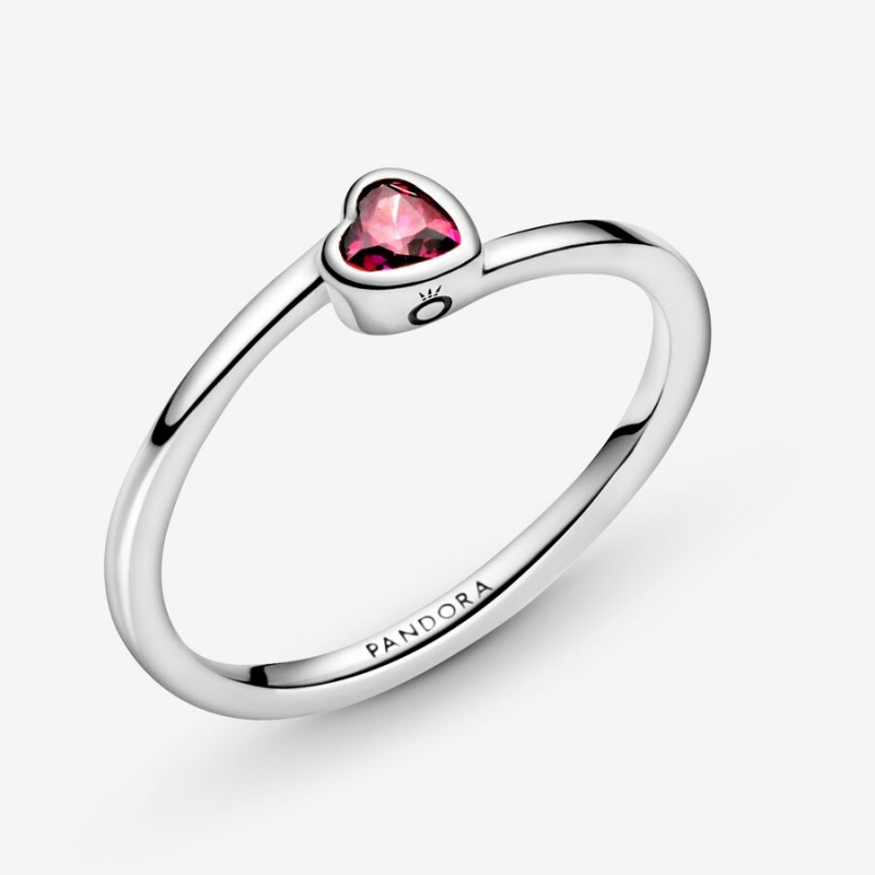 Pandora Red Tilted Solitaire Heart & Promise Rings Sterling Silver | 493-FAWDLK