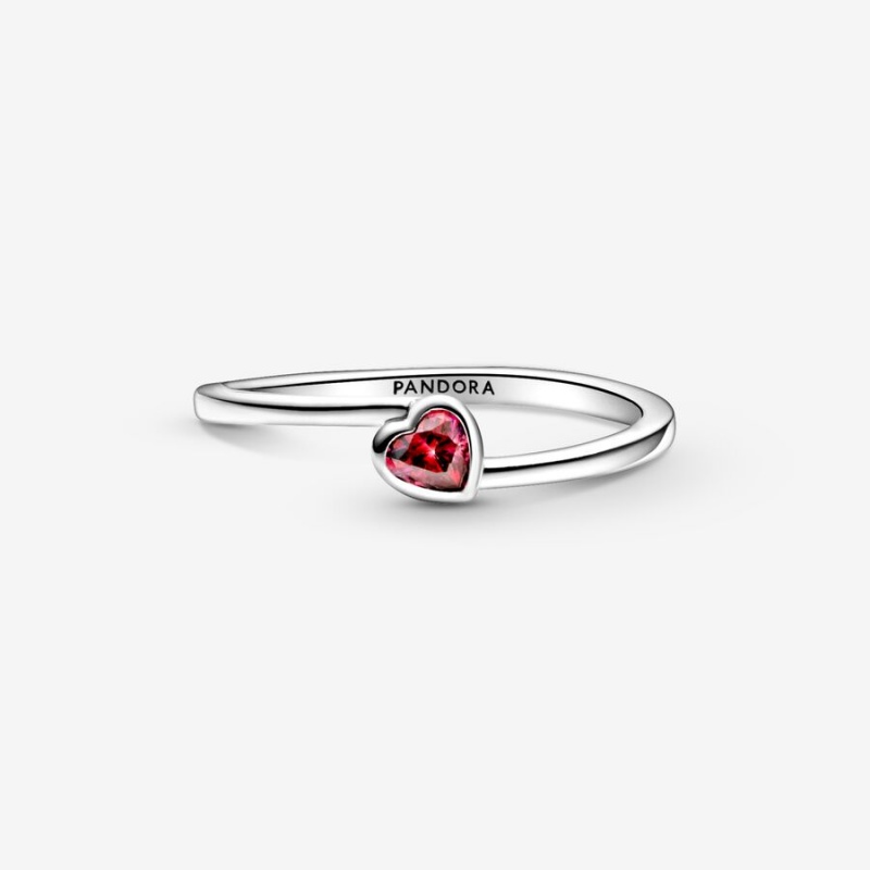 Pandora Red Tilted Solitaire Heart & Promise Rings Sterling Silver | 493-FAWDLK