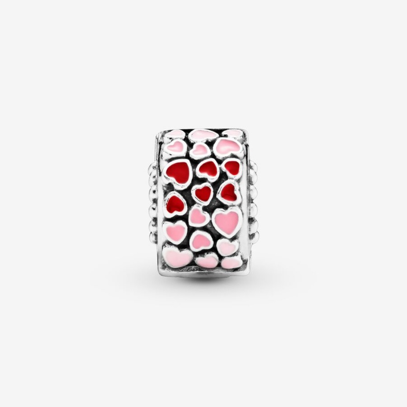 Pandora Red & Pink Hearts Clips Sterling Silver | 264-UFRDGC