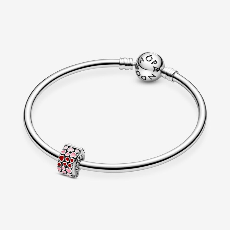 Pandora Red & Pink Hearts Clips Sterling Silver | 264-UFRDGC