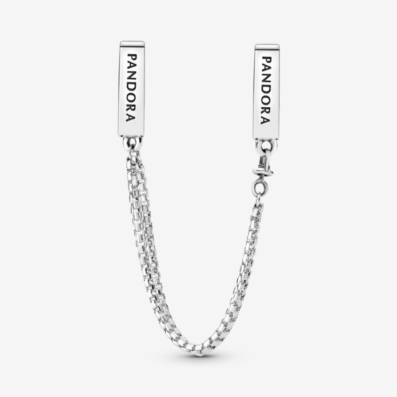 Pandora Reflexions™ Sparkling Safety Clip Safety Chains Sterling Silver | 483-LZDTQA