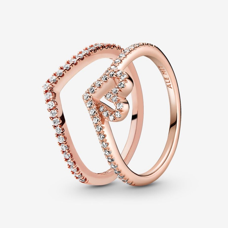 Pandora Ring Sets Rose Gold Plated | 076-EZPSXN