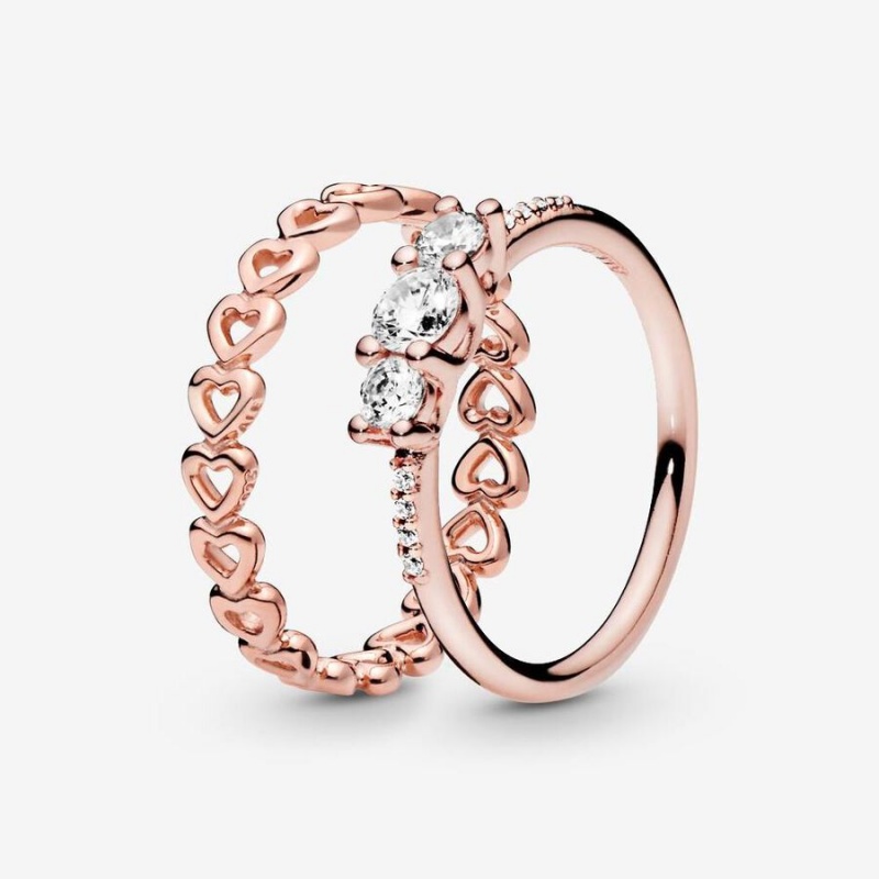 Pandora Ring Sets Rose Gold Plated | 184-BEJGSC