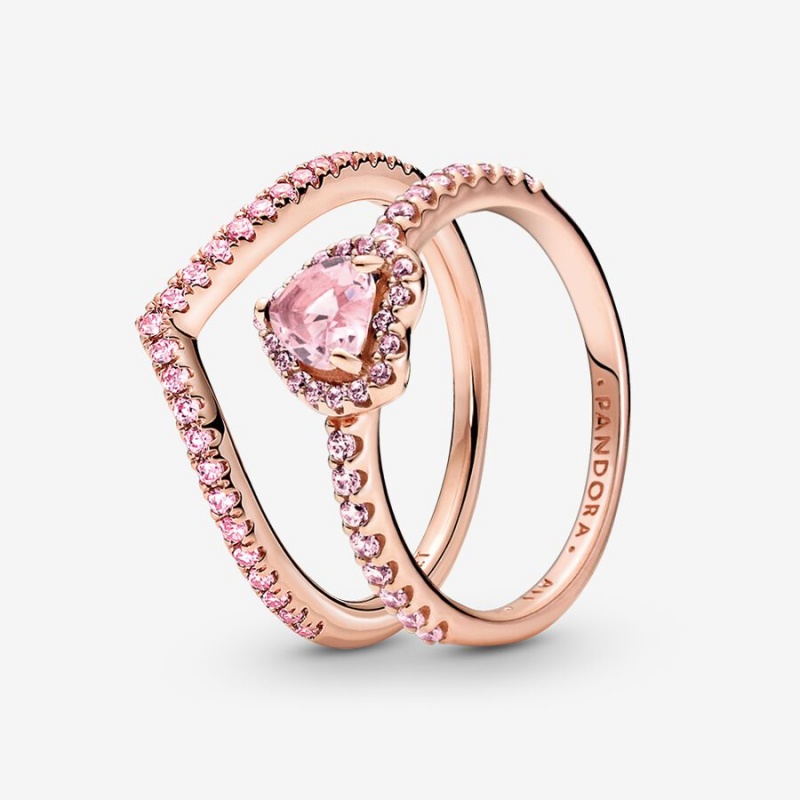 Pandora Ring Sets Rose Gold Plated | 506-IRJHMD