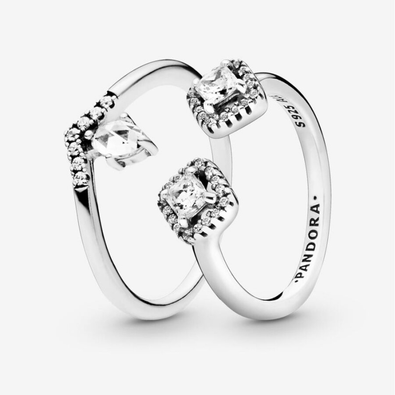 Pandora Ring Sets Sterling Silver | 034-MSPCEQ