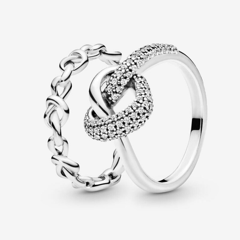 Pandora Ring Sets Sterling Silver | 375-FAQLHY