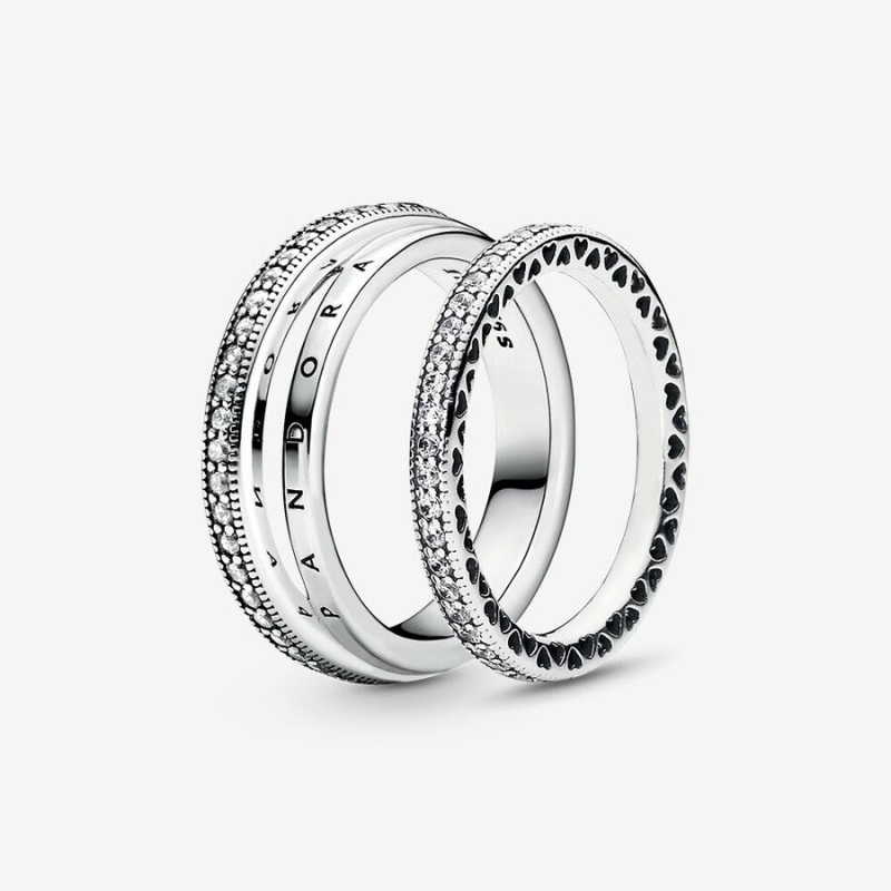 Pandora Ring Sets Sterling Silver | 495-UDXZKA