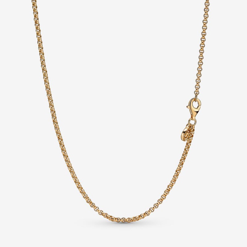 Pandora Rolo Chain Necklaces Gold Plated | 826-NRWEDG