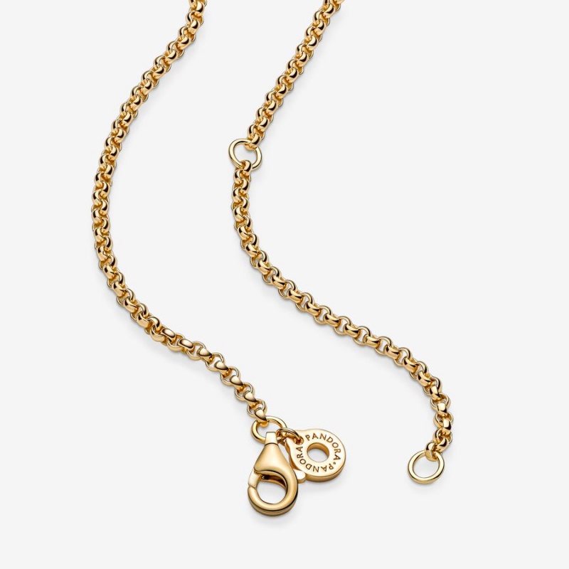 Pandora Rolo Chain Necklaces Gold Plated | 826-NRWEDG