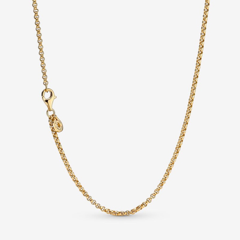 Pandora Rolo Chain Necklaces Gold Plated | 826-NRWEDG