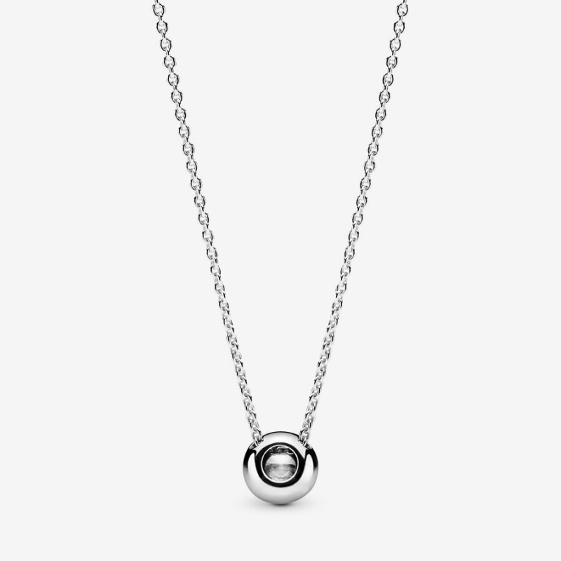 Pandora Round Sparkle Halo Chain Necklaces Sterling Silver | 678-BYPNUV