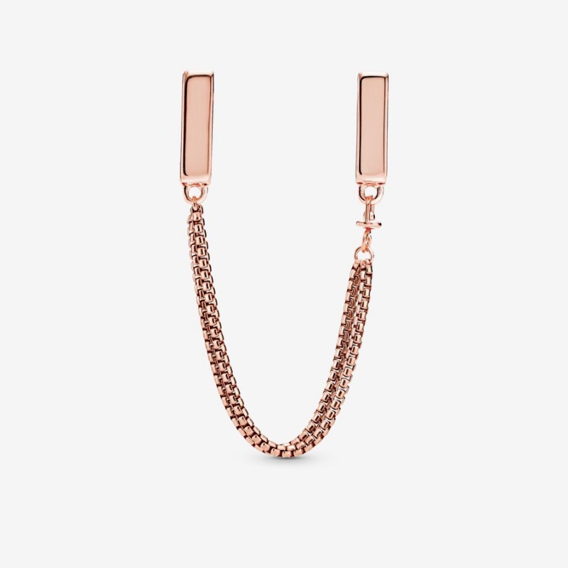 Pandora Safety Clip Safety Chains Rose Gold Plated | 571-QXRPKV