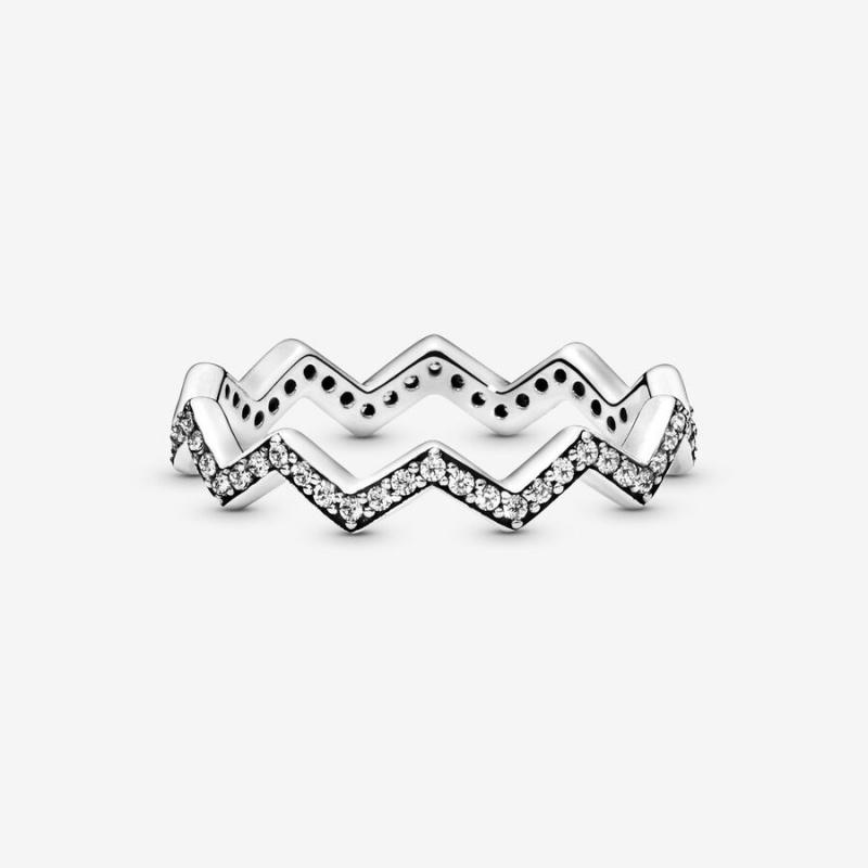 Pandora Shimmering Zigzag Stackable Rings Sterling Silver | 689-FEROJH