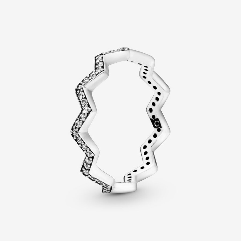 Pandora Shimmering Zigzag Stackable Rings Sterling Silver | 689-FEROJH