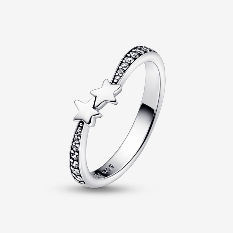 Pandora Shooting Stars Sparkling Stackable Rings Sterling Silver | 810-RWIQYC