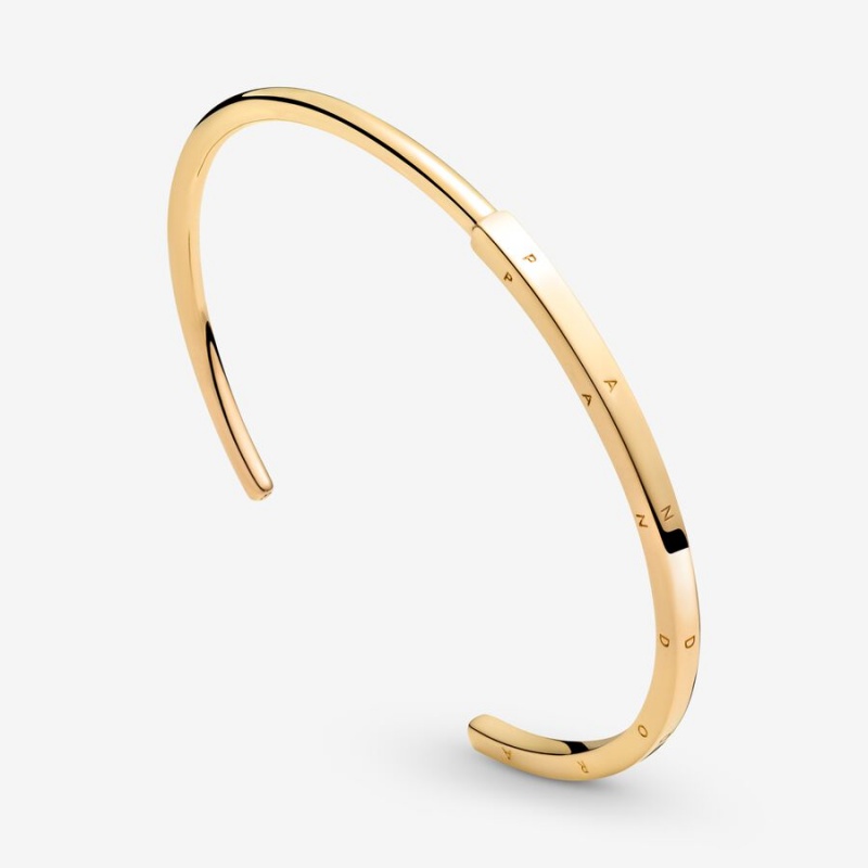 Pandora Signature I-D Open Bangle Bangles Gold Plated | 157-XELGJB