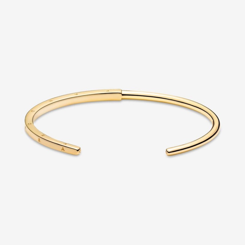 Pandora Signature I-D Open Bangle Bangles Gold Plated | 157-XELGJB