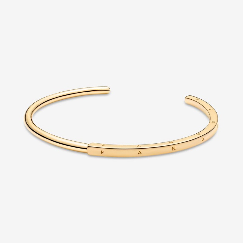 Pandora Signature I-D Open Bangle Bangles Gold Plated | 157-XELGJB