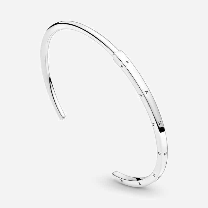 Pandora Signature I-D Open Bangle Bangles Sterling Silver | 295-RQUOWZ