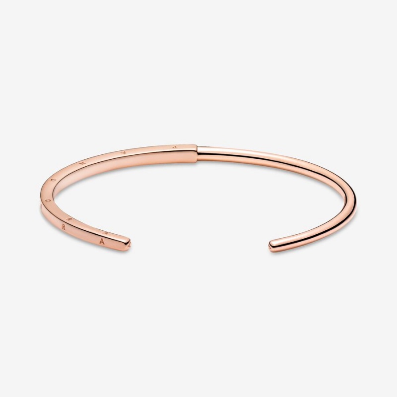 Pandora Signature I-D Open Bangle Bangles Rose Gold Plated | 259-IUCOGN