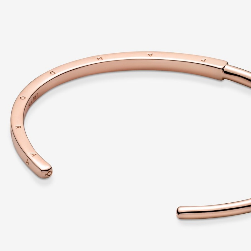 Pandora Signature I-D Open Bangle Bangles Rose Gold Plated | 259-IUCOGN