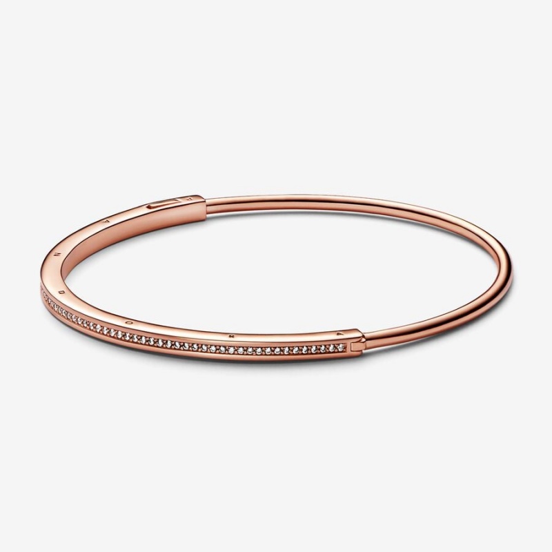 Pandora Signature I-D Pavé Bangle Bangles Rose Gold Plated | 729-JMROAI