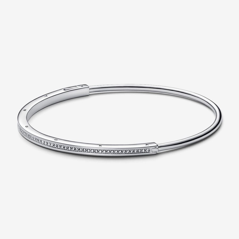 Pandora Signature I-D Pavé Bangle Bangles Sterling Silver | 693-GKLFEP